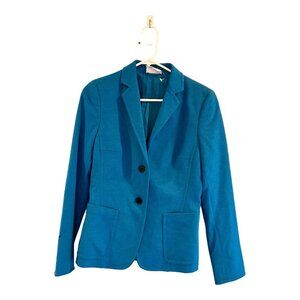 Akris Punto Wool Angora Two Button Blazer Womens Size 6 Blue Long Sleeve READ